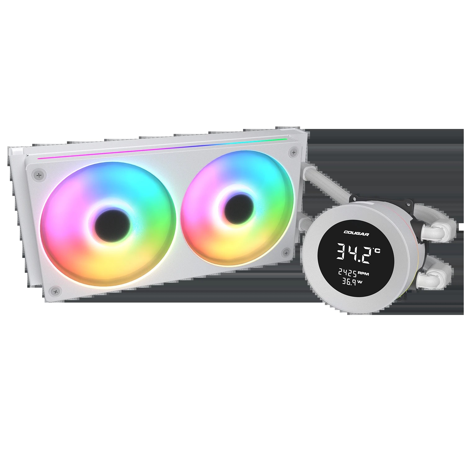 Poseidon Vistek 240mm ARGB White CPU Liquid Cooler with Digital Display